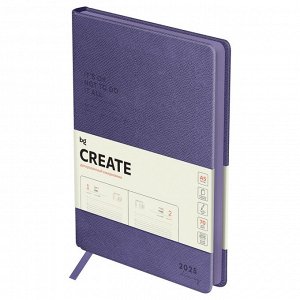 Ежедневник датированный 2025г., А5, 176л., твердый переплет, кожзам, BG "Create. Purple", фиолетовый