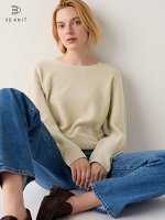 UNIQLO - свитер из 3D хлопка с круглым вырезом - 32 BEIGE