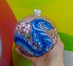 Эксклюзивный елочный шар ручной работы стеклянный