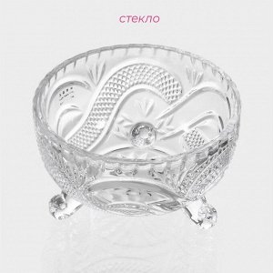 Конфетница стеклянная на ножках Доляна «Венеция», 200 мл, 10*6 см
