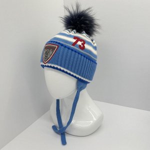 Шапка детская с натуральным бубоном