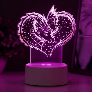 Светильник 3D ночник RISALUX «Драконы», LED RGB, от сети, 14.2?9.5?14.1 см