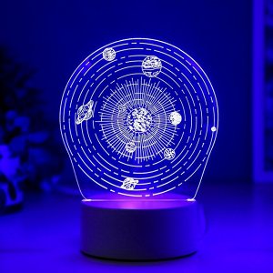 Светильник 3D ночник RISALUX «Космос», LED RGB, от сети, 9.5?13?17.5 см