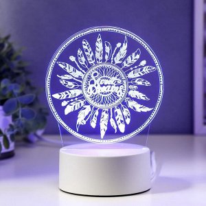 Светильник 3D ночник RISALUX «Перья», LED RGB, от сети, 9.5?12?17 см