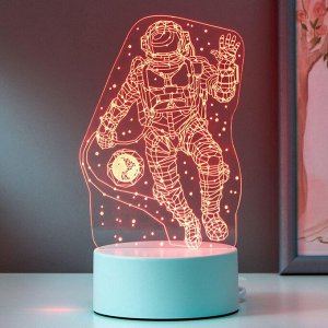 Светильник 3D RISALUX «Космонавт», LED-ночник, RGB, от сети, 9.5x10x21 см