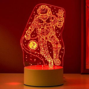 Светильник 3D RISALUX «Космонавт», LED-ночник, RGB, от сети, 9.5x10x21 см