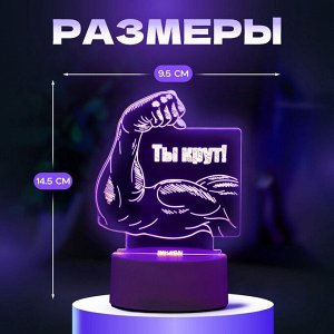 Светильник 3D RISALUX «Ты крут», LED-ночник, RGB, от сети, 12.8x9.5x14.5 см