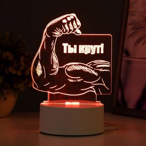 Светильник 3D RISALUX «Ты крут», LED-ночник, RGB, от сети, 12.8x9.5x14.5 см
