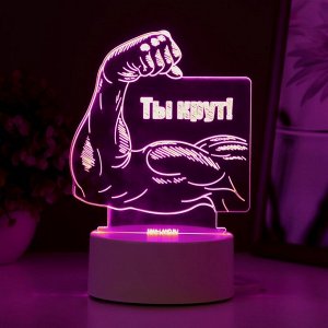 Светильник 3D RISALUX «Ты крут», LED-ночник, RGB, от сети, 12.8x9.5x14.5 см