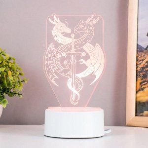 Светильник 3D RISALUX «Два дракона», LED-ночник, белый, 10x9.5x16 см