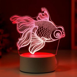 Светильник 3D ночник RISALUX «Рыбка», LED RGB, от сети, 9.5?15?16.5 см