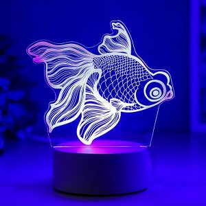 Светильник 3D RISALUX «Рыбка», LED-ночник, RGB, от сети, 9.5x15x16.5 см