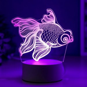 Светильник 3D RISALUX «Рыбка», LED-ночник, RGB, от сети, 9.5x15x16.5 см