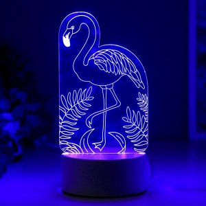 Светильник 3D RISALUX «Фламинго», LED-ночник, RGB, от сети, 9.5x10x19.5 см