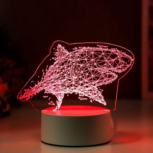 Светильник 3D RISALUX «Большая акула», LED-ночник, RGB, от сети, 9.5x16x14 см