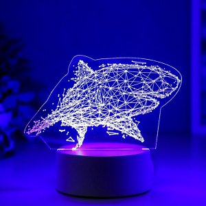 Светильник 3D RISALUX «Большая акула», LED-ночник, RGB, от сети, 9.5x16x14 см