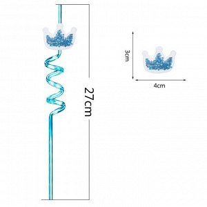 Трубочка для коктейлей и напитков, Корона (глиттер), 1 шт
