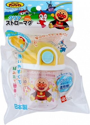 LEC Anpanman Clear Straw Mug - стаканчик с гибкой трубочкой