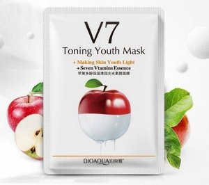 789248 BIOAQUA V7 Маска-салфетка для лица с полифенолами яблока (Увлажняет, освежает, улучшающая цве