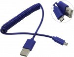 Дата-кабель ,USB - micro USB, спиральный, длина 1,0 м, синий (iK-12sp blue)/500