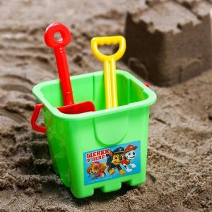 Набор для игры в песке: ведро, мельница, совок, грабли, 2 формочки, цвет МИКС, 530 мл