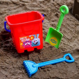Набор для игры в песке: ведро, совок, грабли, СМЕШАРИКИ цвет МИКС, 530 мл