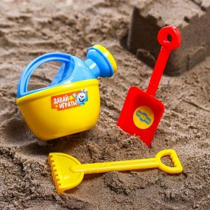 Набор для игры в песке: лейка, совок, грабли, СМЕШАРИКИ, цвет МИКС, 180 мл
