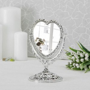 Зеркало настольное «Ажур», с увеличением, зеркальная поверхность — 10,5 х 9 см, цвет серебряный