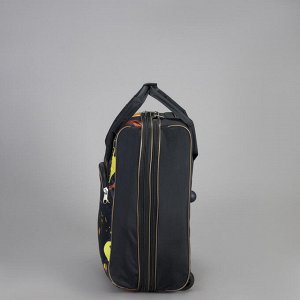 Чемодан малый с сумкой, отдел на молнии, с расширением, цвет чёрный