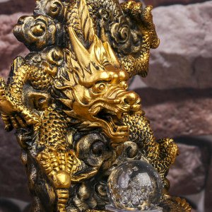 Фонтан настольный от сети, подсветка "Золотой дракон" 32х23х23 см