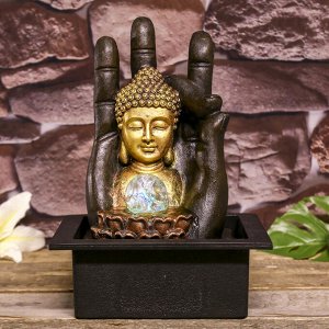 Фонтан настольный от сети, подсветка "Будда и рука" 35х20х25 см