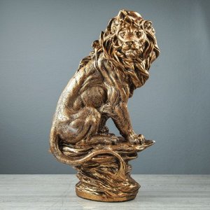Статуэтка "Сидящий лев", бронзовый цвет, 42 см