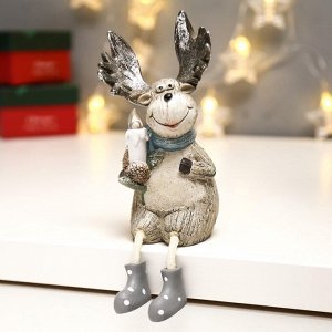 Фигурка светящаяся «Лосик с серебристыми рогами со свечой», 15.5x7x8.7 см, МИКС