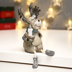 Фигурка светящаяся «Лосик с серебристыми рогами со свечой», 15.5x7x8.7 см, МИКС