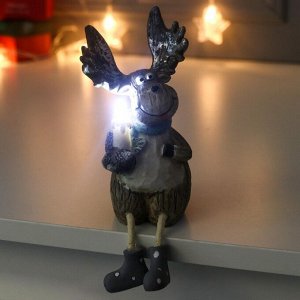 Фигурка светящаяся «Лосик с серебристыми рогами со свечой», 15.5x7x8.7 см, МИКС