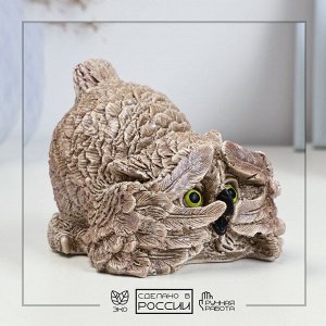 Фигурка гипс «Сова подглядывает», бежевая, 8x8.5x7 см