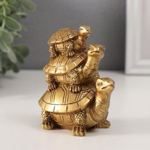 Нэцкэ фигурка «Черепахи пирамида», полистоун, под бронзу, 10*5.5*8.5 см