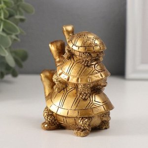 Нэцкэ фигурка «Черепахи пирамида», полистоун, под бронзу, 10*5.5*8.5 см