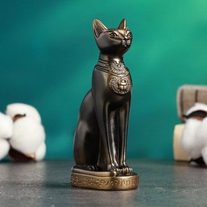 Фигурка гипс «Кошка египетская», бронза, 7x14x5 см