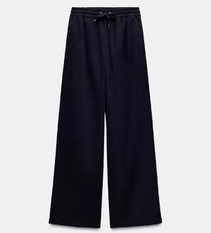 БРЮКИ WIDE-LEG ИЗ РЕЛЬЕФНОЙ ТКАНИ арт. 8372247, темно-синий