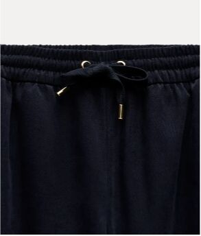 БРЮКИ WIDE-LEG ИЗ РЕЛЬЕФНОЙ ТКАНИ арт. 8372247, темно-синий