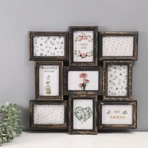 Фоторамка-коллаж на 9 фото 10x15 см «Семейная», под бронзу, 49x49 см