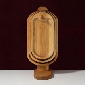 Набор деревянных менажниц и сервировочных досок на подставке Adelica, 3 шт, 25x14 см, 23x12 см, 21x10 см