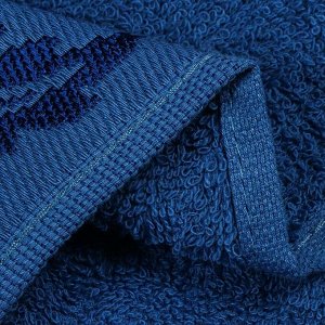 Полотенце кухонное махровое, 35х60 см, 100% хлопок, Вышневолоцкий текстиль, Бордюр овощи, сапфировое
