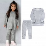 Детский бархатный костюм: кофта + брюки, цвет серый