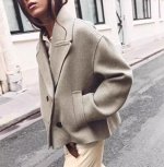 КОРОТКОЕ ДВУБОРТНОЕ ПАЛЬТО арт. 8372289, серо-бежевый