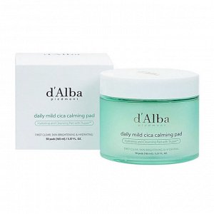 D'Alba Piedmont Daily Mild Cica Calming Pad Успокаивающие и увлажняющие тонер-пэды 50шт