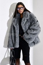 Короткая шуба из эко чернобурки