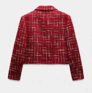 КУРТКА ИЗ РЕЛЬЕФНОЙ ТКАНИ С ПОДПЛЕЧНИКАМИ арт. 8966581, красный