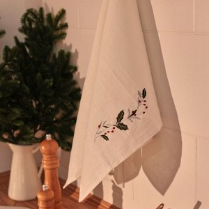 Полотенце с вышивкой SL HOME New Year 40х70см, лен 100%, 185 гр/м2